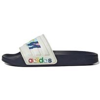 Adidas Neo Adilette Dušo Šlepetės Raidės Atsparios Smūgiams Kvėpuojančios Odos Derinys Neslystančios Greitai Džiūstančios Šlepetės Unisex Šlepetės Baltos HQ3654 36⅔