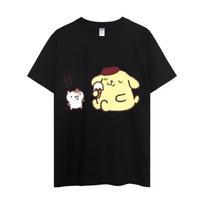 MINISO Pompompurin Marškinėliai Vyriški Poros Derinys Drabužiai Trumpomis Rankovėmis Apykaklė Madinga Moteriški Medvilniniai S juoda