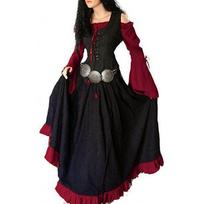 Viduramžių renesansinė moteriška suknelė netaisyklingomis ilgomis rankovėmis Cosplay Maxi suknelė XXXXXL raudona