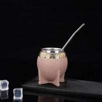 Nerūdijančio plieno dvigubos sienelės matės puodelis su šiaudeliu, tekstūruotas, kiaušinio lukšto puodelis, puikiai tinkantis yerba matės arbatos gėrimui, naujas yerba matės puodelis 180ml