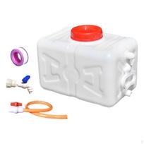 Kempingo vandens talpa su čiaupu ir žarna, universali, maistui saugi, horizontali laikymo talpa white 15kg