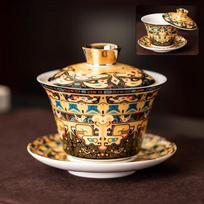 360° Hovering Lid Gaiwan – Jade Porcelain Three-Part Chinese Tea Bowl for Gongfu Brewing A
