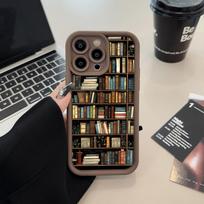 Knygų lentynos kūrybinio rašto dėklas telefonui iPhone 17 11 12 13 14 15 16 Pro Max 16E XS X XR 7 8 Plus 17 Air Atsparus smūgiams minkštas dėklas For iPhone 16 Pro Max