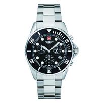 Swiss Alpine Military Master Diver Chronograph Stainless Steel Black Dial Quartz 7053.9137 100M Men's Watch juoda