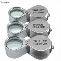 3 vnt. Sulankstomas juvelyrikos lupas Nešiojamas didinamasis stiklas Kišeninio dydžio Mielas juvelyrikos didintuvas Akiniai 10X 20X 30X Didinimas Metalas 3pcs/set sidabras