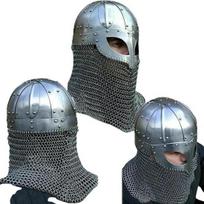 Istorinis viduramžių vikingų šalmas Kovinė šarvuotė +18G plienas su grandininiu šarvu X-MAX