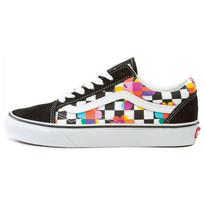 Vans Old Skool Laisvalaikio Gėlių Šachmatinės Žemos Viršaus Riedlenčių Batai Moteriški Kedai Spalvingi VN0A5KRFB05 36.5