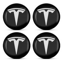 4 vnt./komplektas 56 mm lydinio automobilio ratlankio centrinis lipdukas Stebulė 3D lipdukas Tesla Model 3 S X Y Stiliaus Roadster Invader Coil Mod WYE K80 juoda