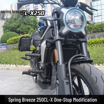 CFMOTO CLX250 Motociklo Apsauginis Rėmas, Bagažo Stovas ir Odinis Šoninis Krepšys CFMOTO 250 Black Rear Rack