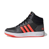 Adidas Neo Hoops 2.0 Mid K laisvalaikio stiliaus, atsparūs slydimui, patvarūs, vidutinio ūgio vaikiški riedlenčių bateliai, juodi ir raudoni, GZ7768 28