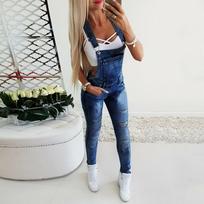 Moteriški džinsiniai kombinezonai, kombinezonai ir šliaužtinukai Skinny Slim Fit džinsai ilgas kombinezonas Ripped Hole pieštukų kelnių kombinezonai XXXL juoda