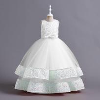 Graži vaikiška mergaičių vakarinė suknelė Vaikų kostiumų konkursas nėrinių princesės suknelės gėlėms mergaičių suknelė Elegantiška vestuvinė suknelė 160 balta