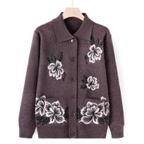 Grandma Wear Sweater Cardigan Middle-aged and Elderly Knitted Sweater Autumn Jacket Female Elderly Mother Wear Autumn Top Thin XL