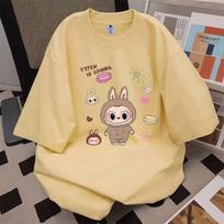KARŠTI PARDAVIMAI POPMART LABUBU Drabužiai Vasariniai Unisex Marškinėliai 100% Medvilnė aukštos kokybės Apvalaus kaklo trumpomis rankovėmis Marškinėliai Topas Korėjietiško stiliaus marškinėliai S