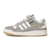 Adidas Originals Forum J Leather Suede Trendy Casual Durable Low-Top Skate Shoes Kids Sneakers Gray White HQ7159 38⅔