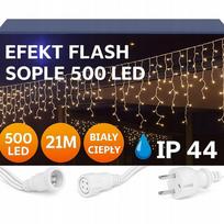 Kalėdiniai LED varvekliai 500 lemputės 23 m šiltai balti su šaltai balto FLASH efektu lauko ir vidaus dekoracijoms