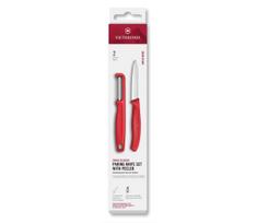 Victorinox - virtuvinio peilio ir skustuko rinkinys SWISS CLASSIC, raudonas