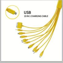 10 in 1 universalus daugiafunkcis USB laidas šakotuvas geltonas