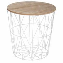 "Kumi" kavos staliukas baltas 40 cm Baltos spalvos metalinis pagrindas, natūralaus medžio rašto MDF viršus, funkcionalus ir stilingas svetainės priedas