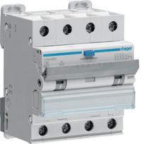 Srovės nuotėkio relė su automatiniu jungikliu Hager ADM466C (4P, 16A, C, A tipo, 30mA, 6kA)