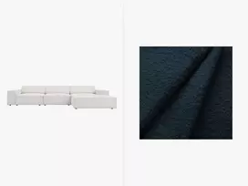 Boucle modulinė kampinė sofa - dešinė, Jodie, 4 sėdimos vietos, 284x166x70, tamsiai mėlyna
