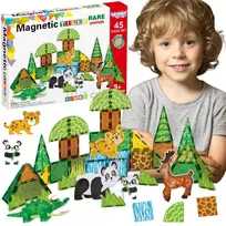 WOOPIE Magnetiniai 3D konstrukciniai kaladėlės "Rare Animals" edukacinis rinkinys 45el.