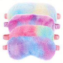 1vnt/4vnt Pūkuota Miego Akių Kaukė, Vaivorykštinė Multispalvė , Tie-dye akių kaukė Mišrios spalvos 4vnt