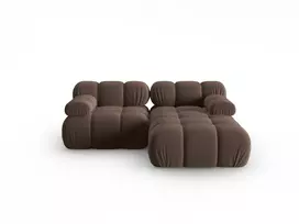 Velvet modulinė kampinė sofa - dešinė, Bellis, 3 vietų, 188x155x70, tamsiai ruda