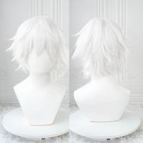 Anime Kaneki Ken Cosplay Perukai Trumpas Baltas Pūkuotas Perukas Akių raištis Karščiui atsparus Sintetinis Plaukas Vakarėlis Vaidmenų žaidimas White-