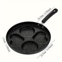 1pc Stainless Steel Non-Stick Skillet, Multi-Section Breakfast Pan with Burger & Egg Mold, Handle, Compatible Stove black