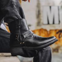 Madingi Retro Vyriški Batai Klasikiniai Rudi Vakarų Kaubojiški Batai Šoninis Užtrauktukas Vyriški Ankle Boots Kokybiškos Odos Aukšti Batai Botas Hombre 39 juoda