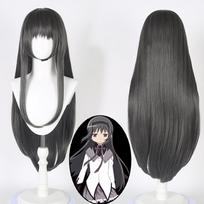 Anime Homura Akemi Perukas Cosplay Kostiumui Perukas Helovinas Sintetiniai Ilgi Tamsiai Pilki Tiesūs Perukai Plaukai Anime Vakarėlio Perukai dark grey-One Size