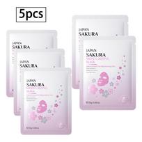 5 vnt. Sakura kolageno veido kaukė moterims, drėkinanti, maitinanti veido kaukės rinkinys, ilgalaikė odos priežiūra, grožio aksesuaras One Size rožinė
