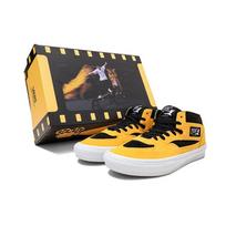 Vans Bruce Lee X Half Cab Riboto leidimo Specialus garsinis batų dėžutės vidutinio aukščio riedlenčių batai Unisex riedlenčių batai Geltonas Juodas VN0A5FCDY23(S-BOX) 40.5