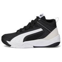 Puma Rebound Future Evo Pagrindinis audinys Oda Vidutinio aukščio Retro krepšinio batai Unisex sportbačiai Juodi Balti 386379-01 35.5