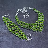 Peridoto brangakmenis 925 prabos sidabro papuošalų rinkinys green