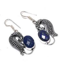Lapis Lazuli Brangakmenis 925 Sterlingas Sidabras Dovanų Juvelyrika Auskaras 1.89