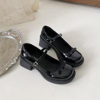 Fashion Spring Autumn Women Mary Jane Shoes Ladies Elegant Outdoor Butterfly-knot Pumps Women's Thick Heel Shoes 2025 35 juoda