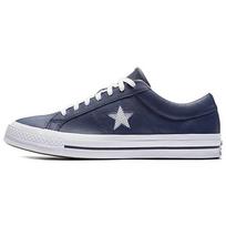 Converse One Star Perforuotos Odos Žemi Mėlyna Žvaigždė Neslystantys Dėvėjimui Atsparūs Žemi Kūno Sportbačiai Unisex sportbačiai Pilkai Mėlyni 158463C 35