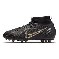 Nike Mercurial Superfly 8 Academy Round Toe Lace-Up Non-Slip Durable High-Top Soccer Shoes Kids sneaker Black DJ2859-007 32
