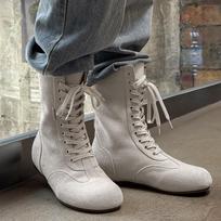 Madingi rudens aukštakulniai madingi batai vyrams ir moterims, Retro raišteliais apsiūti plokščiapadžiai batai poroms, 2025 m. nauji off-white batai Botas Para Hombre 36 balta