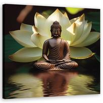 Drobės spaudinys, zen buda vandens lelija 30x30 žalia