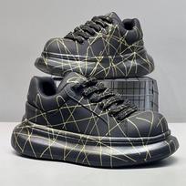 Fashion Versatile Men's Platform Vulcanized Shoes Luxury Brand Damping Wear-resistant Sneakers Anti Slip Increased Casual Walking Shoes 39 juoda