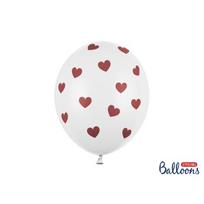 Balionai 30 cm Hearts Pastel, balti, 6 vnt.