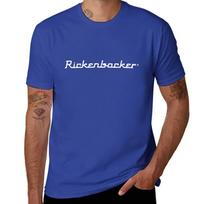 Summer men's Rickenbacker English printed T-shirt, retro hippie clothing, trendy short-sleeved top ropa hombre S