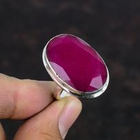 Fasetuotas Kašmyro rubino žiedas Brangakmenis Rankų darbo Papuošalai 925 Sterlingo sidabro žiedas Reguliuojamas žiedas Išraiškingas žiedas Jubiliejinės dovanos Sidabriniai papuošalai Adjustable