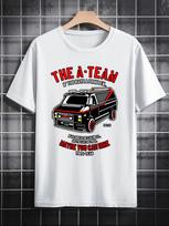 Men's casual crew neck T-shirt with  THE A-TEAM  pattern, machine washable, a must for summer, the perfect gift for men S