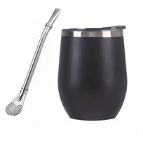 Yerba Mate puodelio rinkinys Nerūdijančio plieno izoliuotas puodelis su dangteliu ir šiaudeliu Dvigubos sienelės Mate arbatos puodelis Šaukštelis karštiems ir šaltiems gėrimams 12oz