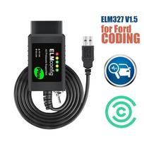 Ford FORscan USB OBD2 ELM327 V1.5 su jungikliu CH340 PIC18F25K80 lustas Forscan FoCCCus HS CAN ir MS CAN automobilio diagnostikos įrankis juoda