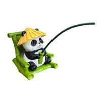 Žvejojanti panda figūrėlė Bambukinė kėdė Panda dervos statula Skulptūra Lauko kiemas
